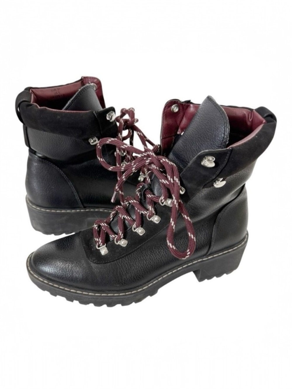 H&M Women’s Black Lace Up Fleece Lined Goth Chunky Combat Ankle Boots Size 6